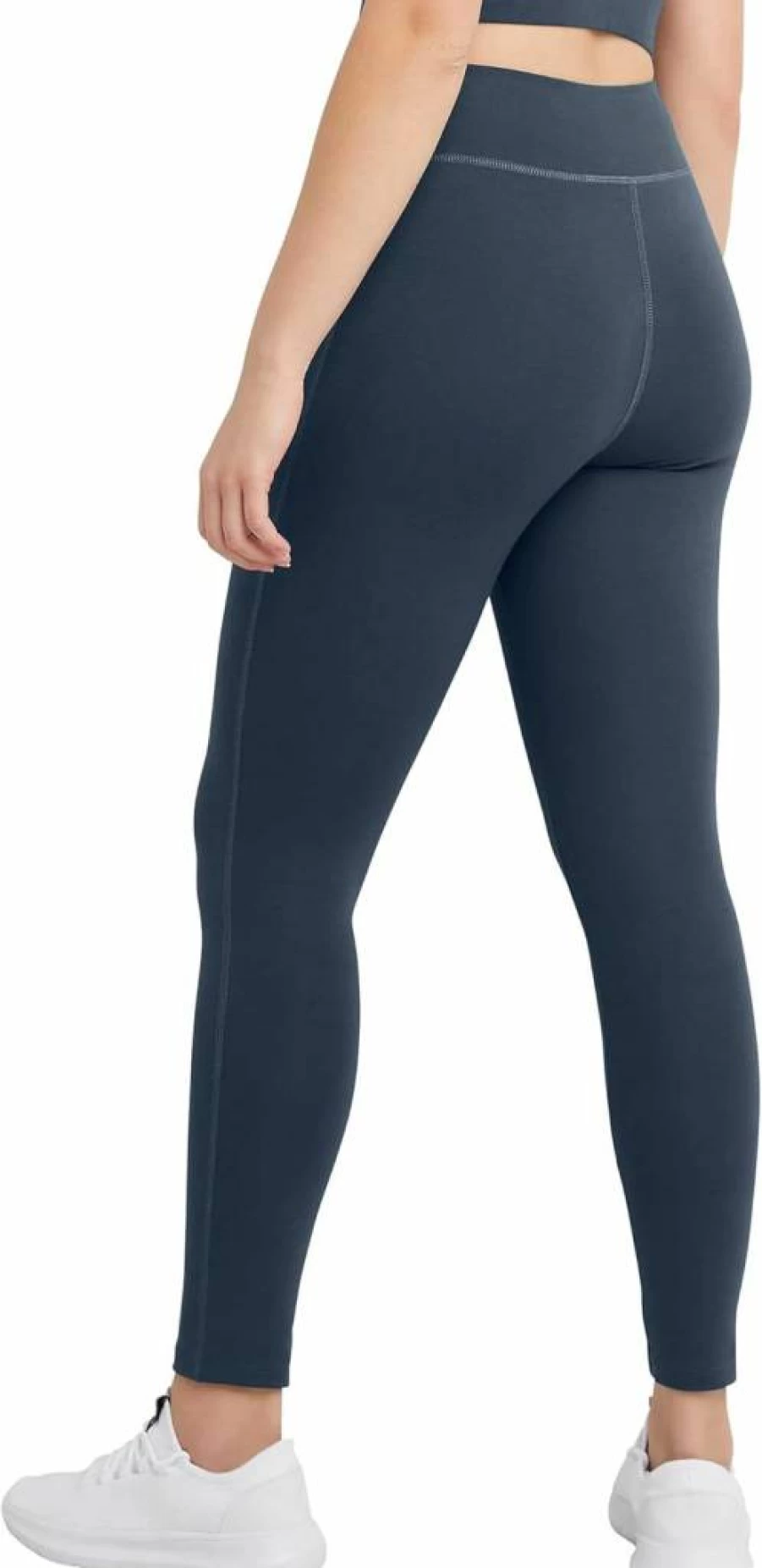Hanes Women's High Waist Cotton-Spandex Leggings - Stretch Ankle-Length 27" Comfort Fit Yoga Pants