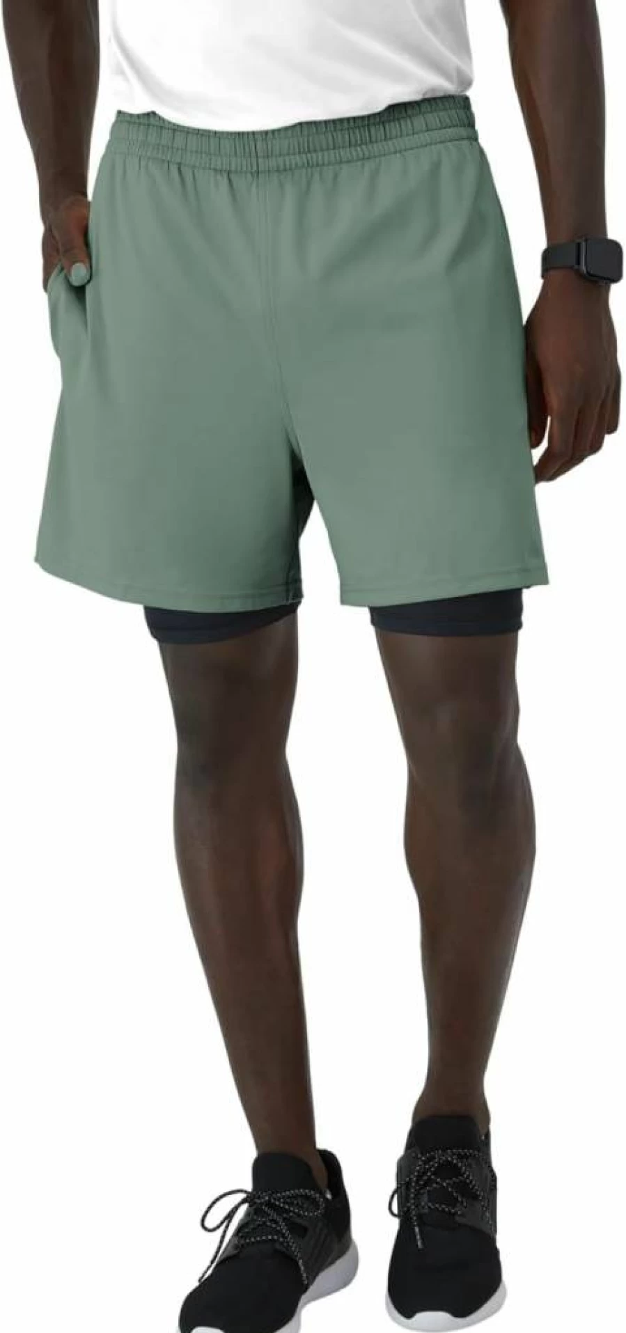 Hanes Men's 5" Workout Shorts with Built-In Boxer Brief, Moisture-Wicking Gym Shorts & Total Support Pouch for Training