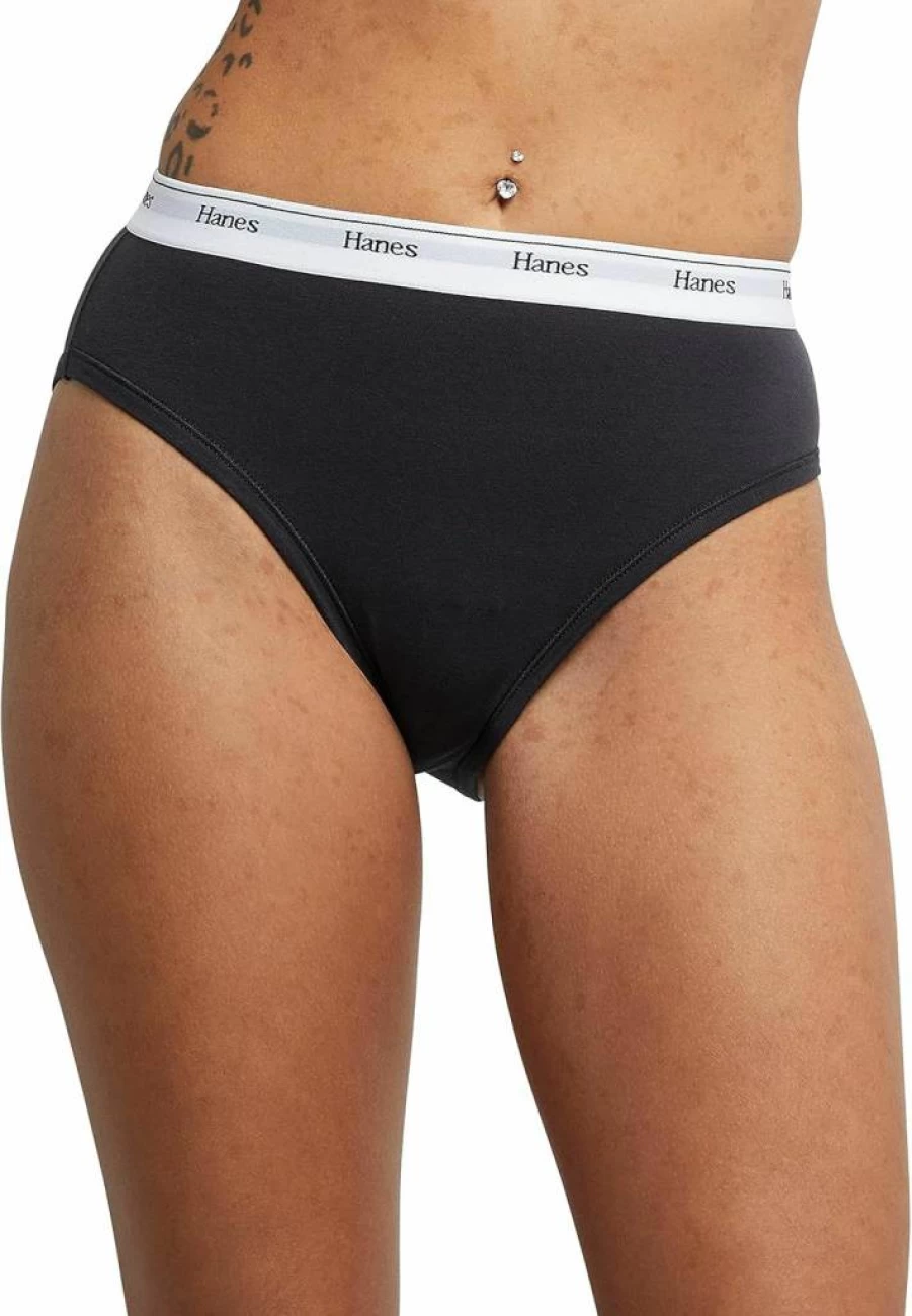 Hanes Women's Cotton Hi-Leg Underwear 6-Pack - Breathable Stretch Panties, Assorted Colors