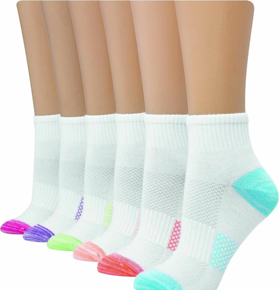 Hanes Women's 6-Pair Breathable Lightweight Ankle Socks for Comfort & Ventilation