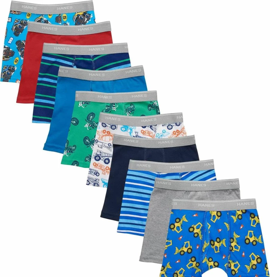 Hanes Boys' ComfortSoft Boxer Briefs - Soft Cotton Underwear for Toddlers & Kids - Multi-Pack Options