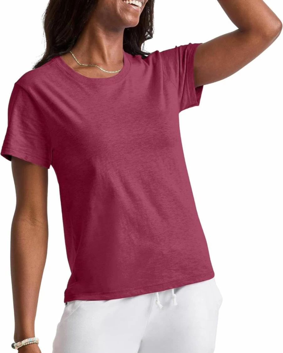 Hanes Women's Plus Size Tri-Blend Classic Crewneck T-Shirt with Curved Hem