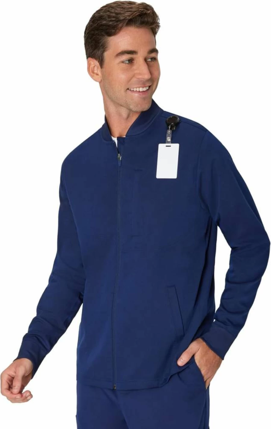 Hanes Men's Zip-Up Healthcare Scrub Jacket - Moisture-Wicking, Odor Control Workwear for Medical Professionals