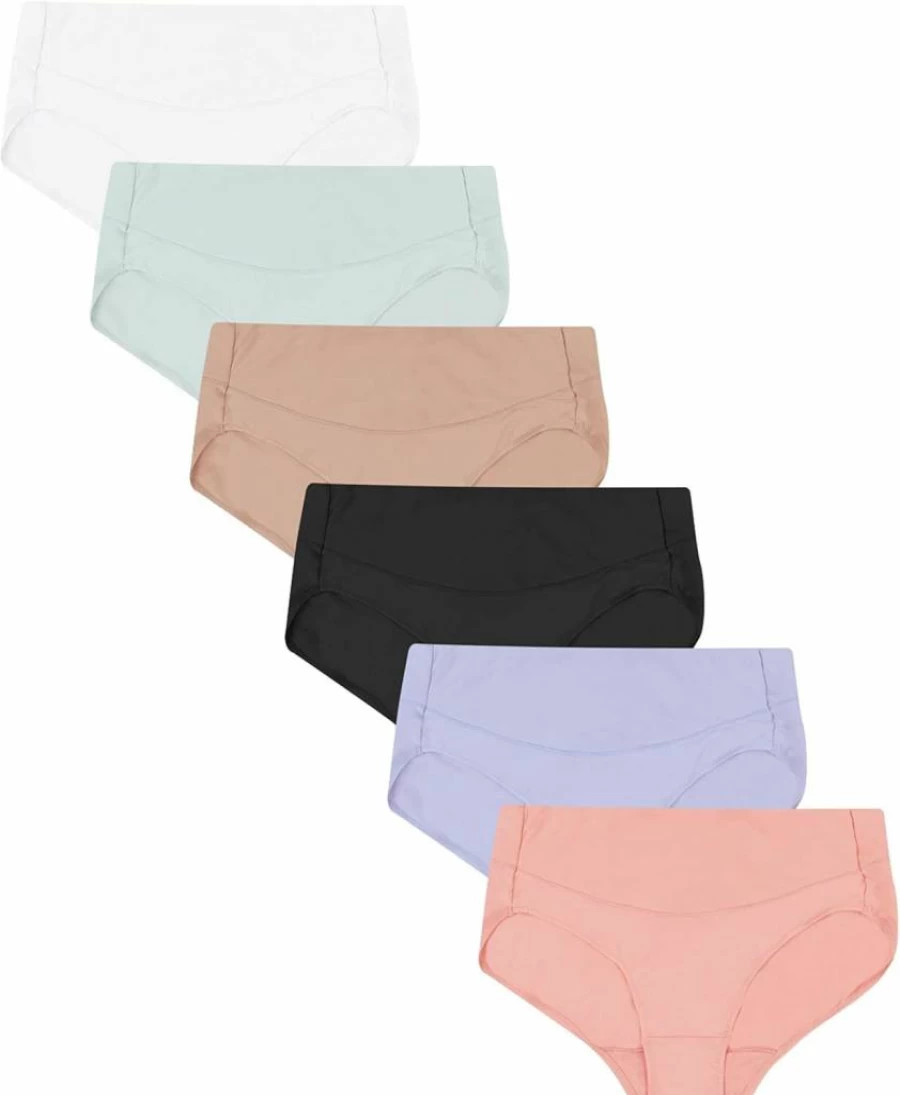 Hanes Women's No-Show Panties 6-Pack - Moisture-Wicking Microfiber Underwear, Assorted Colors