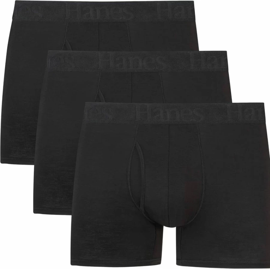 Hanes Men's Originals Supersoft Boxer Briefs 3-Pack - Comfortable Cotton Underwear Trunks for Men