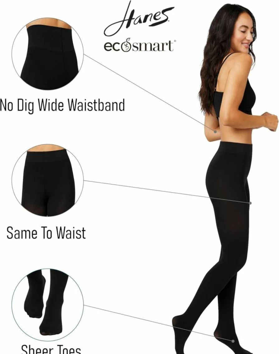 Hanes Women's EcoSmart Blackout Tights - Soft, Comfortable & Opaque Leggings for Everyday Wear
