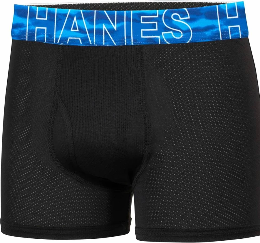 Hanes Boys' X-Temp Mesh Boxer Briefs 6-Pack - Stretch Underwear for Tweens, Black, Comfort & Performance