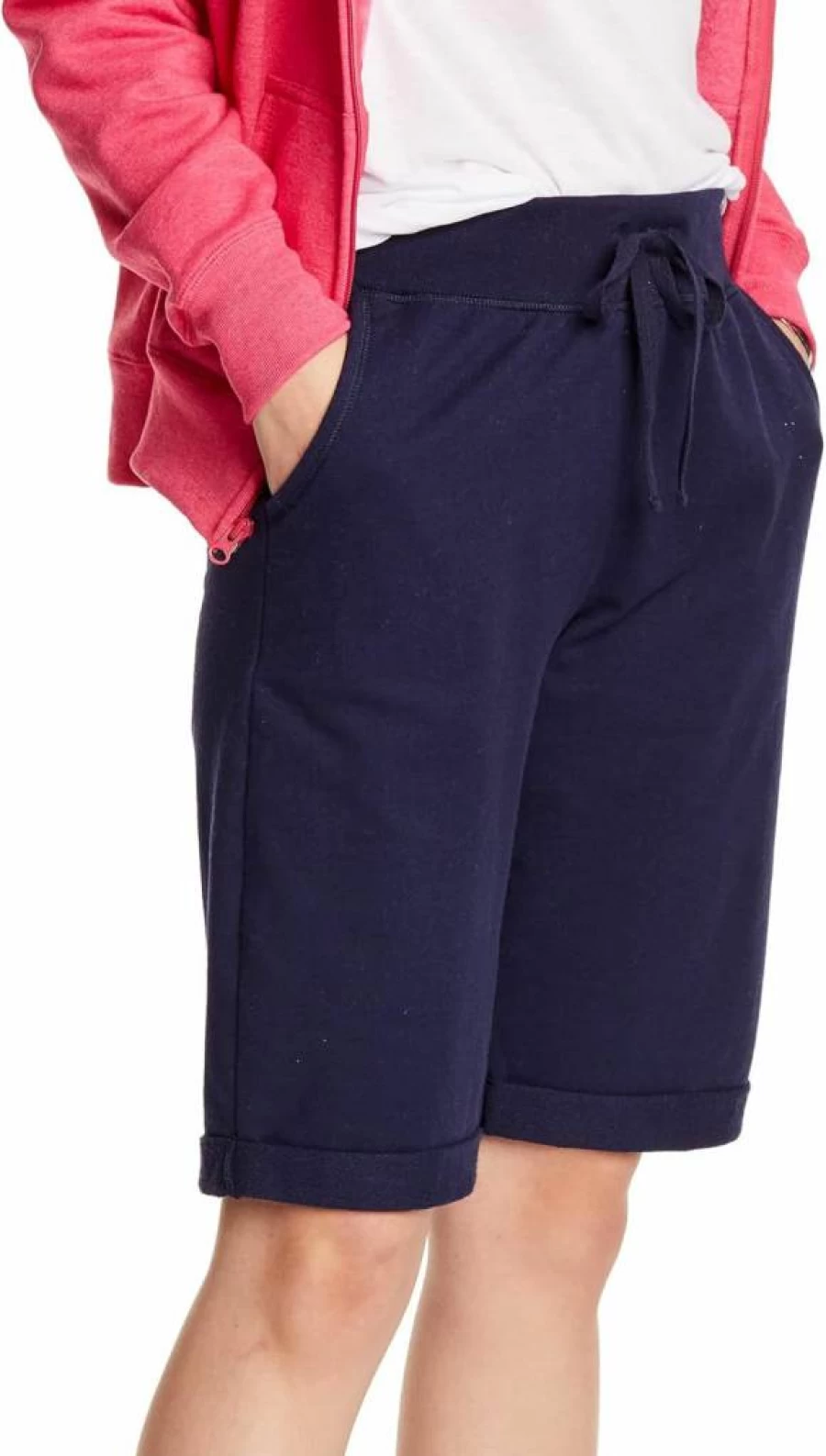 Hanes Women's Fleece French Terry Bermuda Shorts with Pockets - 11" Jersey Knit Comfort Shorts for Women