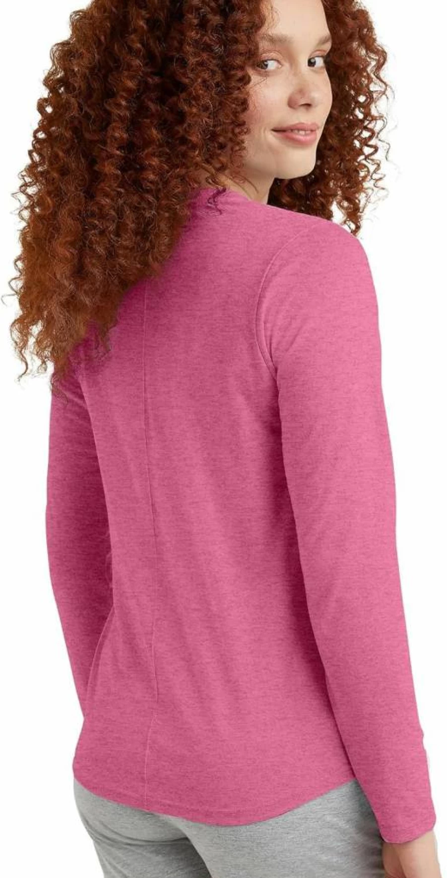 Hanes Women's Plus Size Tri-Blend Long Sleeve T-Shirt | Lightweight Jersey Tee with Curved Hem | Soft Casual Top