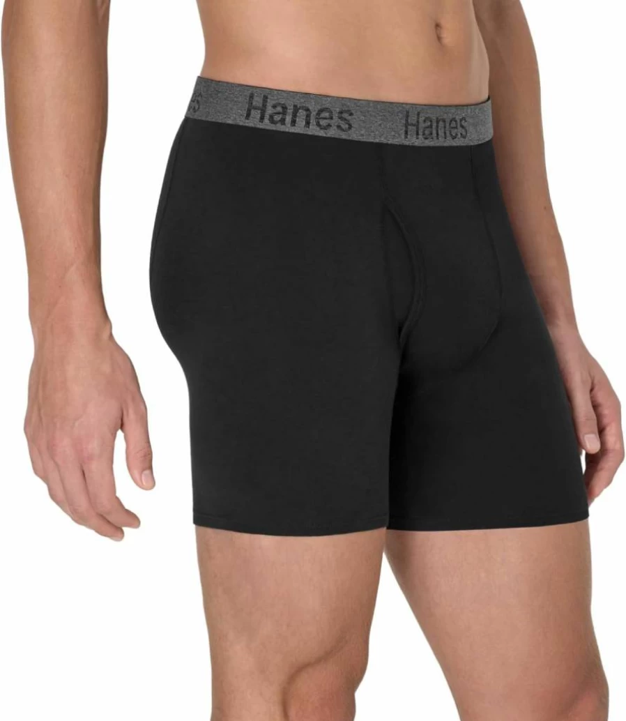 Hanes Men's Performance Stretch Boxer Brief 3-Pack - Stay Dry Pouch with Leak Protection & Moisture-Wicking Fabric