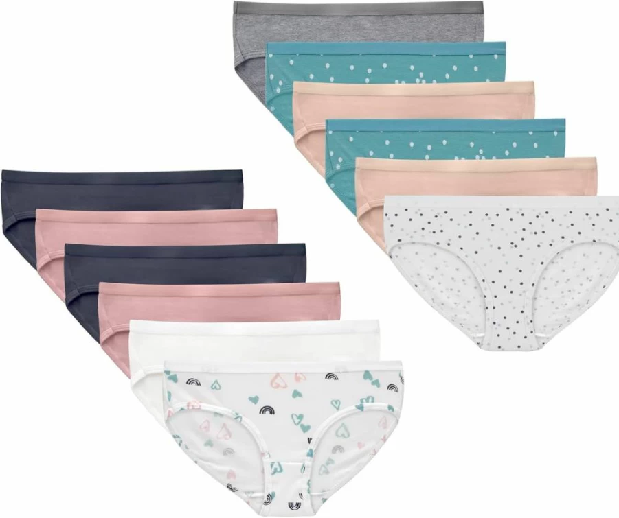 Hanes Girls' Cotton Stretch Brief Underwear 12-Pack - Assorted Colors