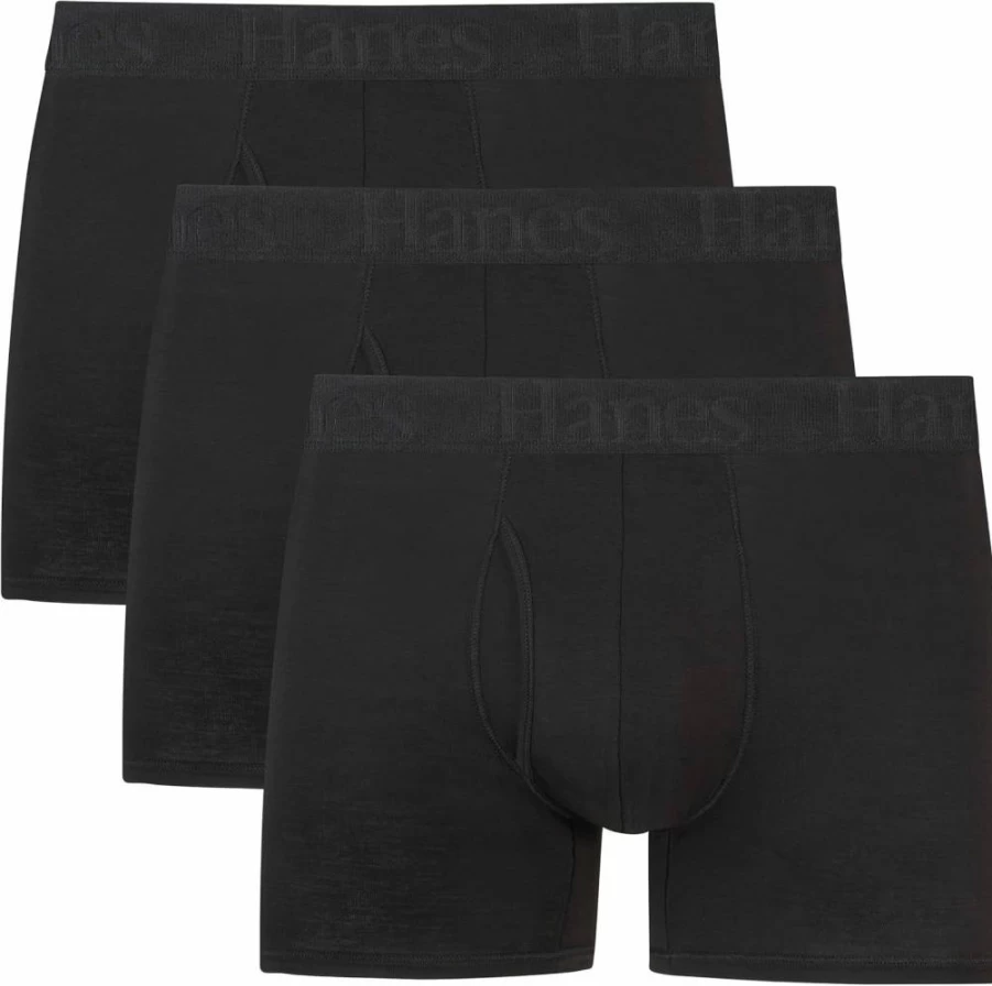 Hanes Men's Original Supersoft Cotton Boxer Briefs & Trunks Underwear 3-Pack - Comfortable Multipack Underwear for Men