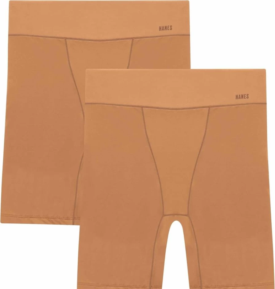 Hanes Women's Anti-Chafe Microfiber Slip Shorts 2-Pack - Comfortable & Breathable Underwear for Active Lifestyles