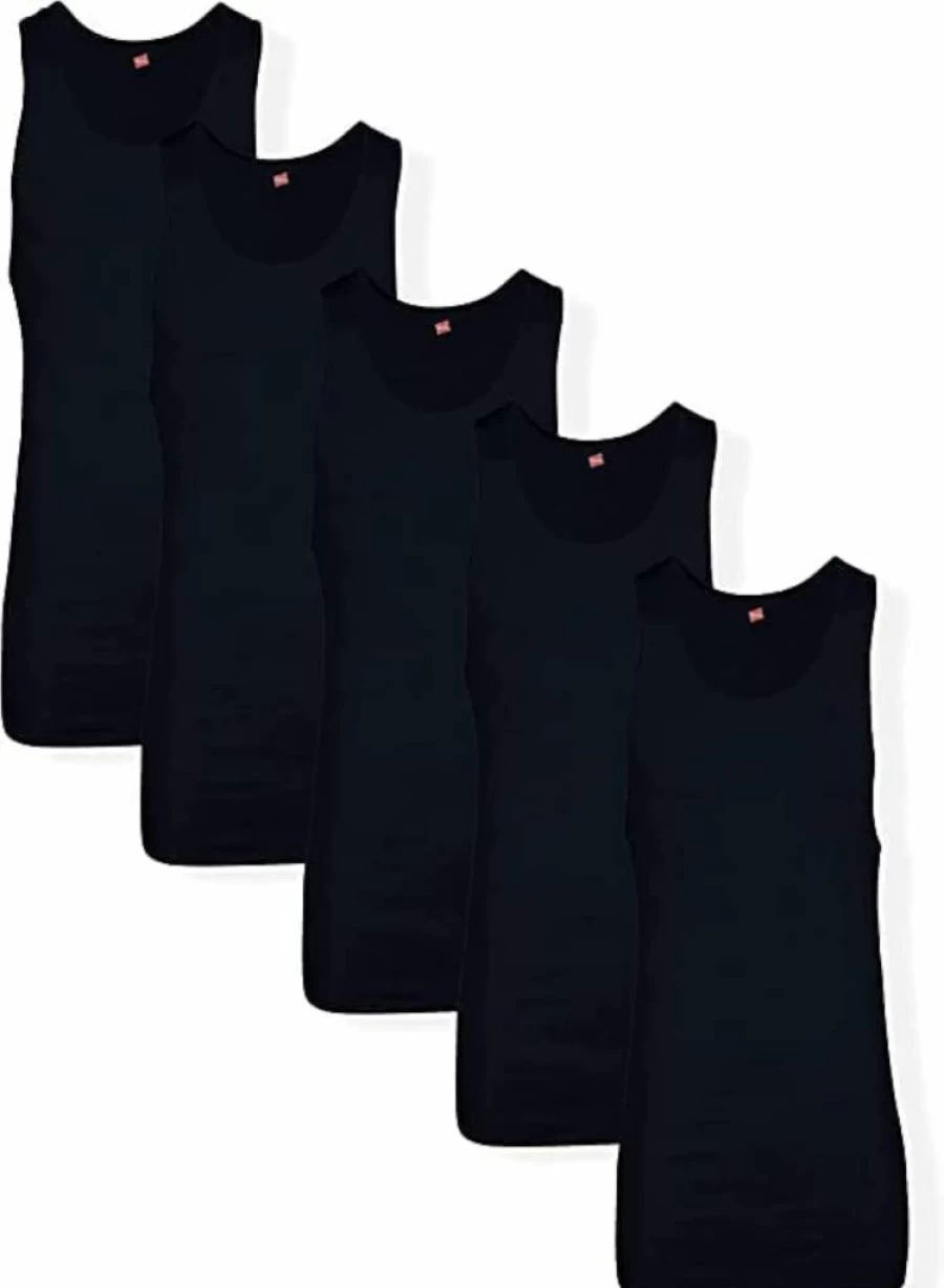 Hanes Men's 100% Cotton Ribbed Tank Undershirts Multipack - Tagless, Breathable, Comfort Fit