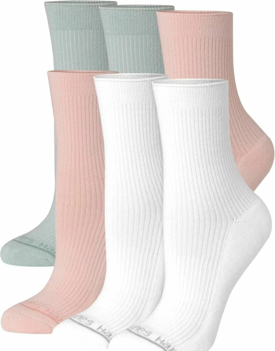 Hanes Women's Original Supersoft Mid Crew Socks - 6-Pack Half-Cushioned Comfort Socks for Everyday Wear