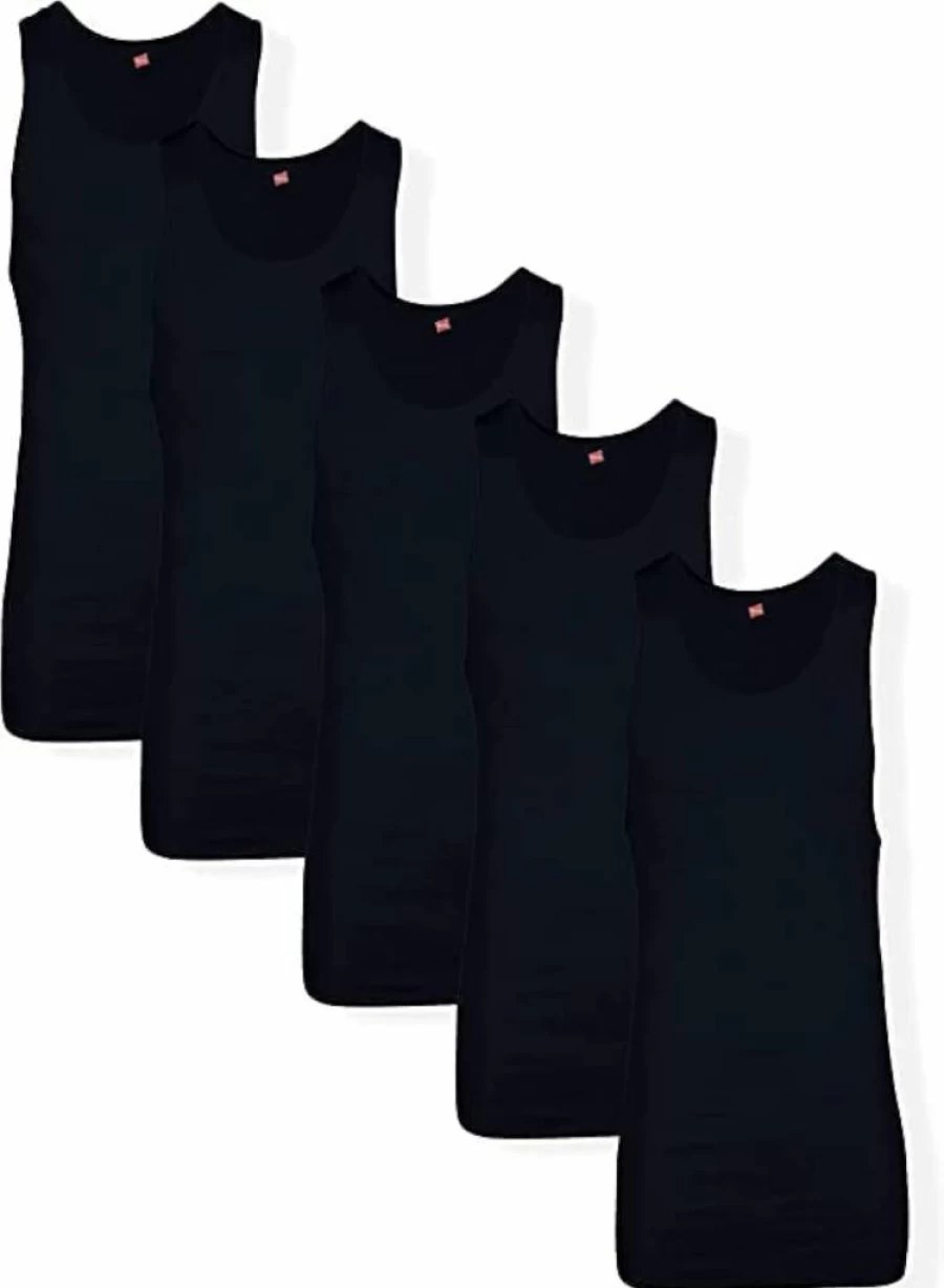 Hanes Men's 100% Cotton Ribbed Tank Undershirts Multipack - Tagless, Breathable, Comfort Fit
