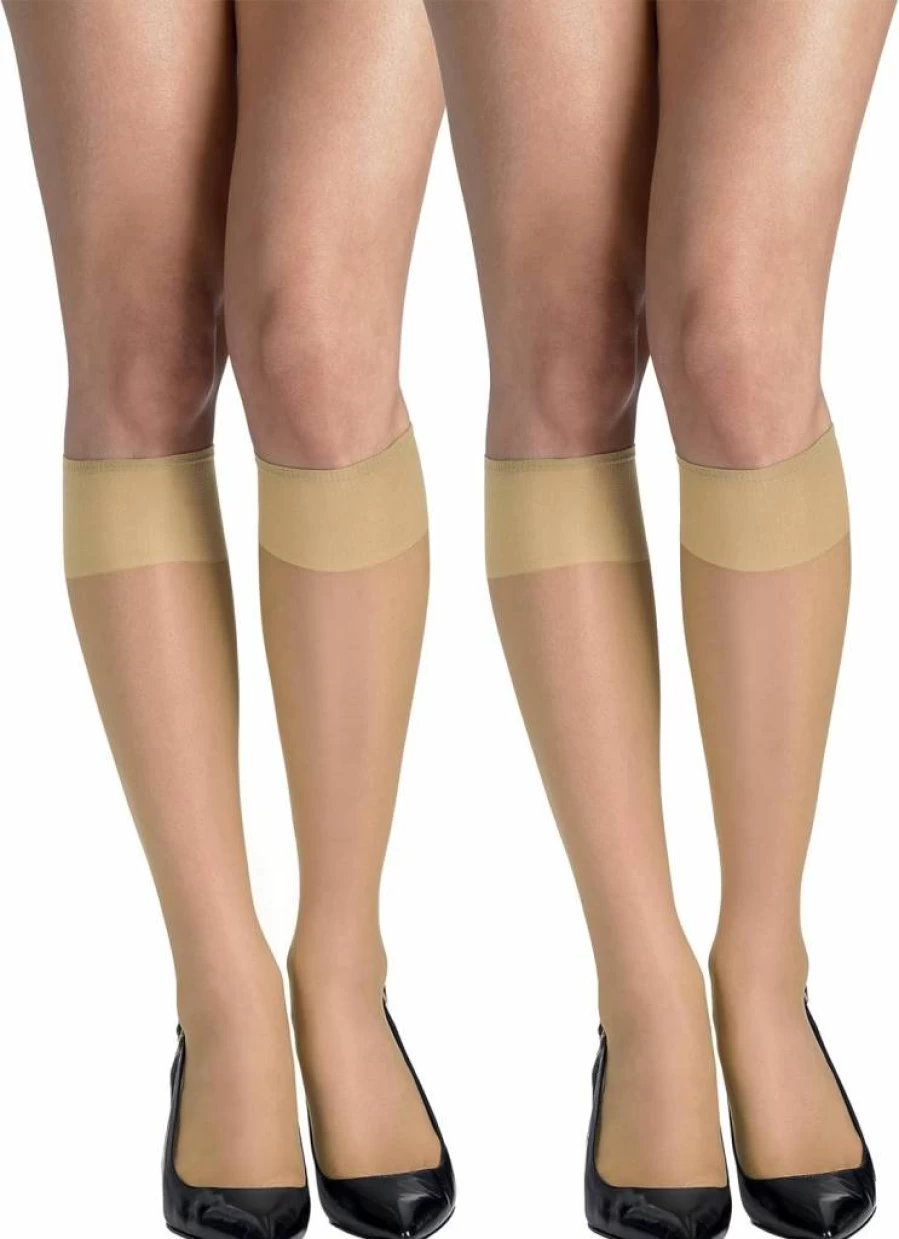 Hanes Women's Sheer Knee-High Stockings - Silky Toe Comfort & Elegant Sheen