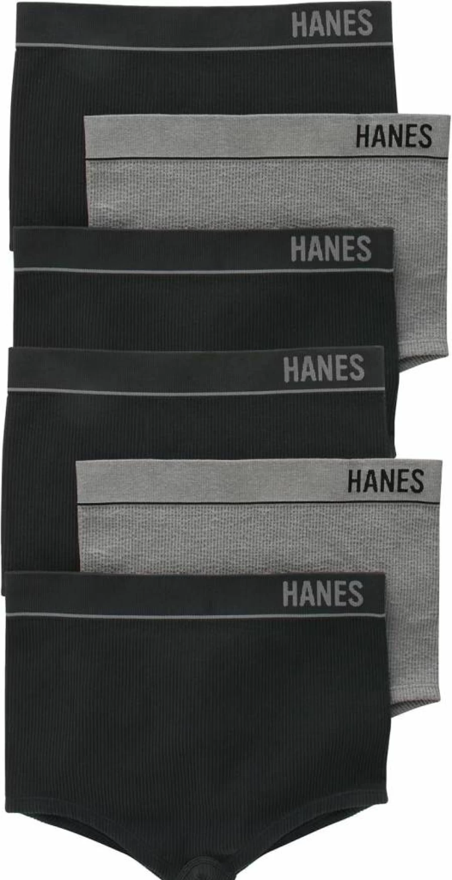 Hanes Women's Seamless Stretchy Ribbed Boyfit Panties 6-Pack - Assorted Colors, Comfortable Underwear