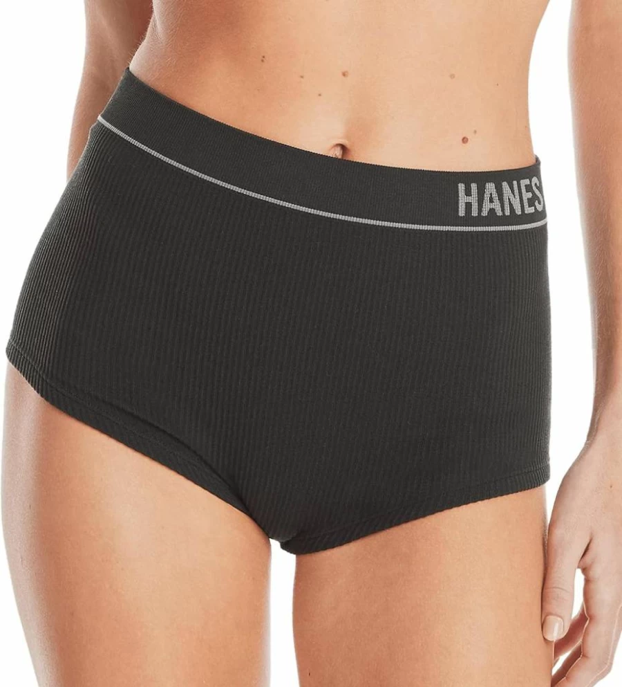 Hanes Women's Seamless Stretchy Ribbed Boyfit Panties 6-Pack - Assorted Colors, Comfortable Underwear