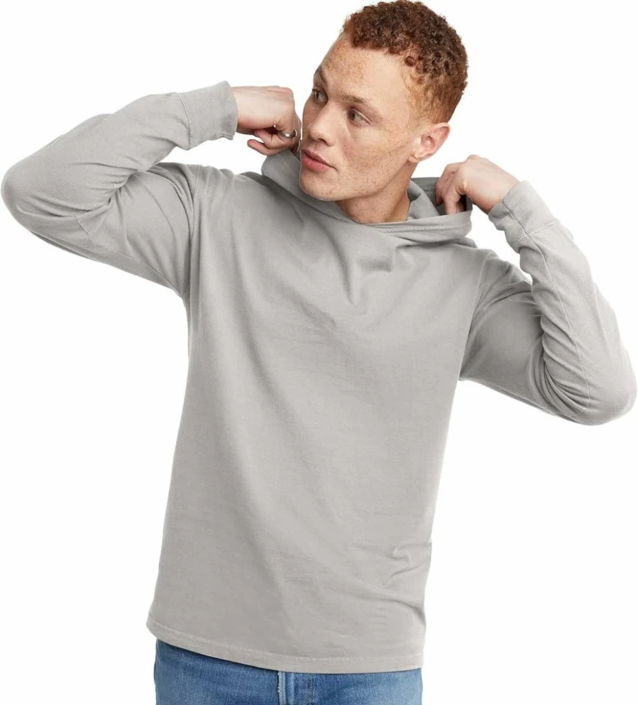 Hanes Men's Vintage Washed Cotton Hooded Long-Sleeve T-Shirt | Comfort Fit Casual Hoodie Tee