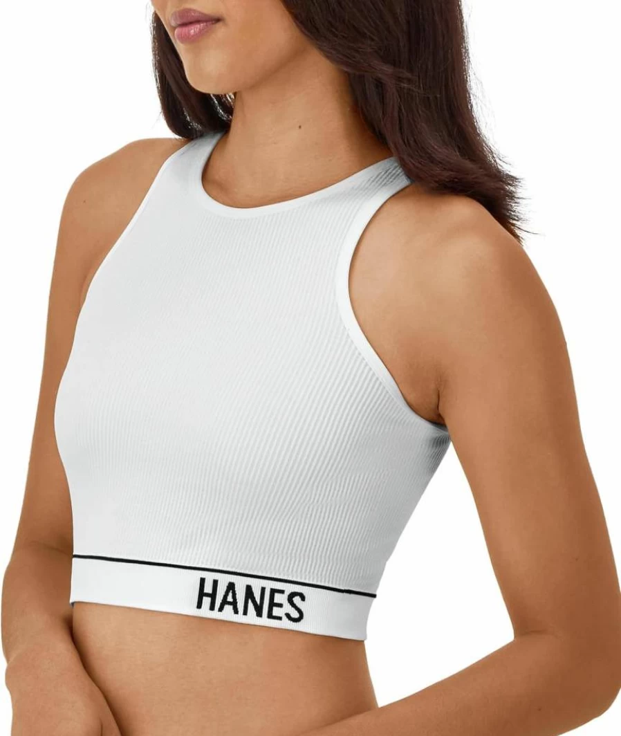 Hanes Women's Original Ribbed Crop Top Bralette - Comfortable Pullover Style