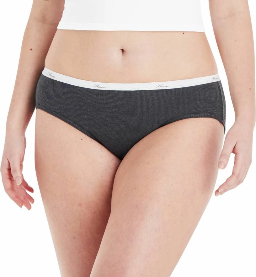 Hanes Women's 6-Pack Cotton Hipster Underwear - Soft Ribbed Comfort for Everyday Wear