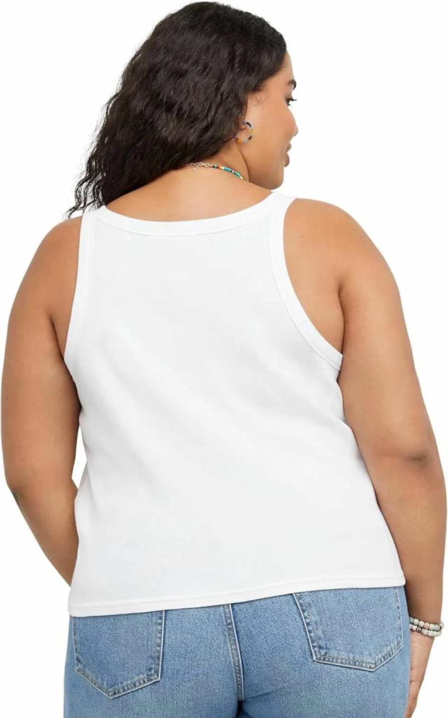 Hanes Women's Plus Size Cotton Ribbed Racerback Tank Top - Sleeveless Comfort Shirt