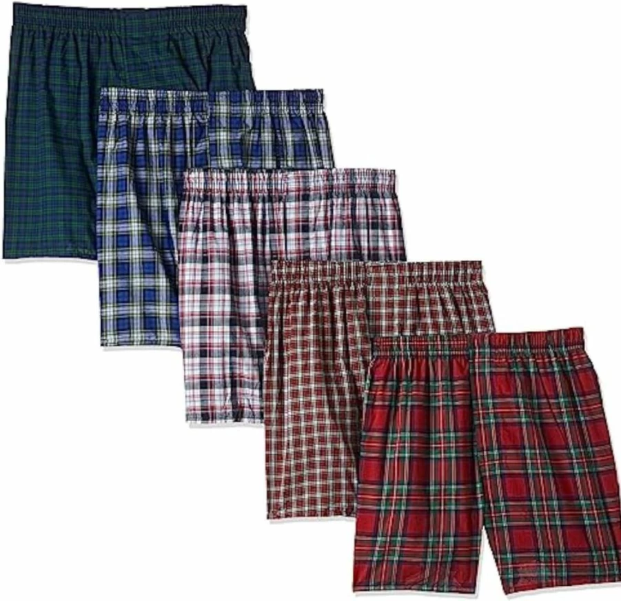 Hanes Men's Big & Tall Tartan Plaid Boxer Briefs Multipack - Assorted Colors, Comfort Cotton Underwear