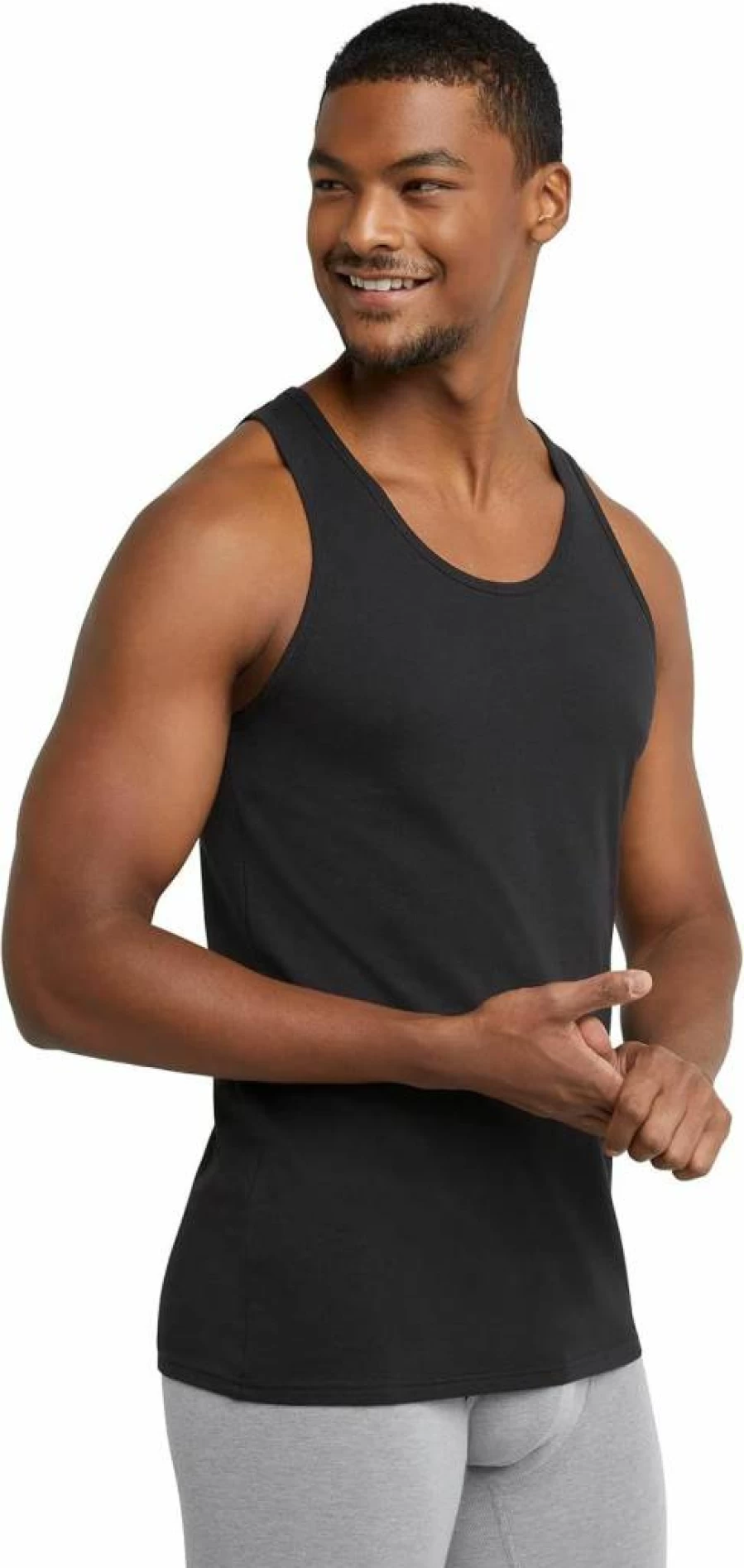Hanes Men's Moisture-Wicking Stretch Cotton Tank Tops, Tagless Comfort, 3-Pack Undershirts