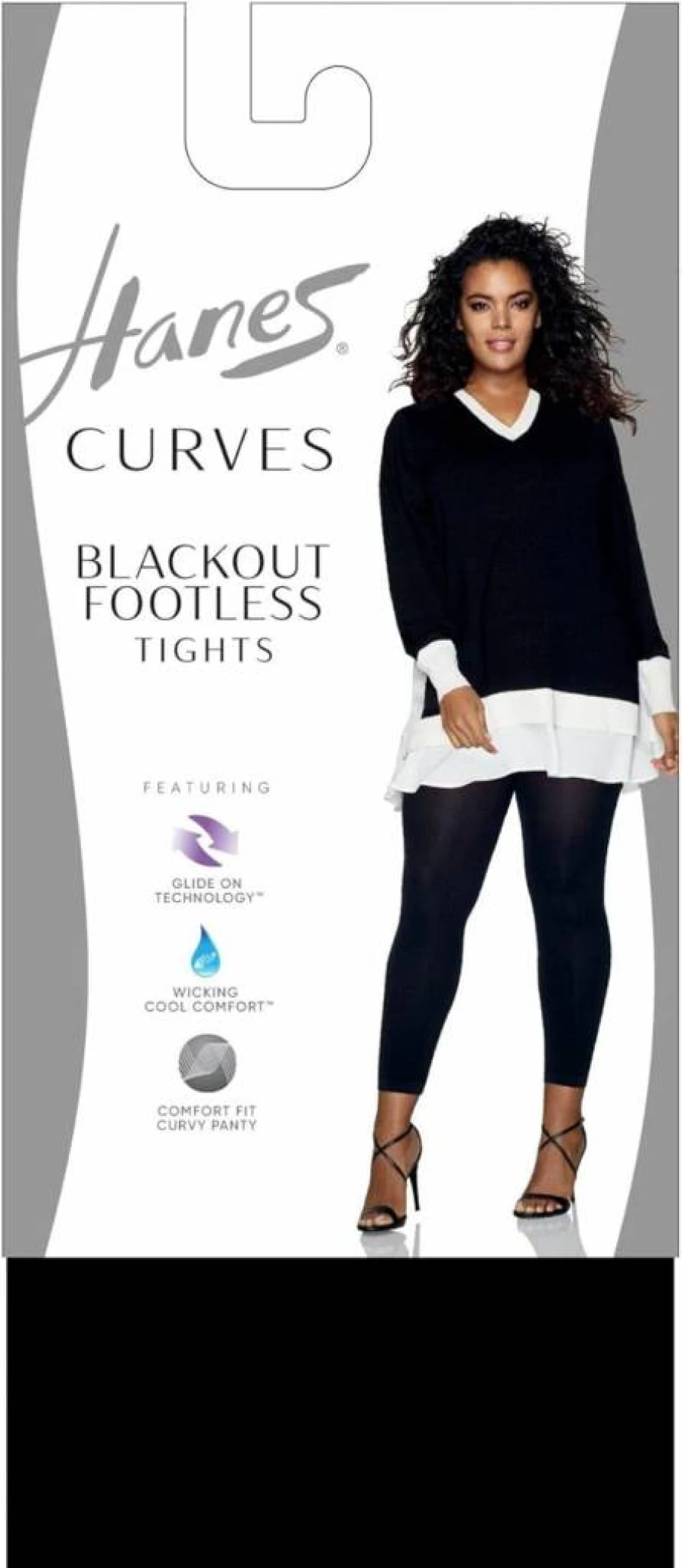 Hanes Women's Curves Blackout Footless Tights HSP004 - Seamless High-Waist Yoga Tights for Women