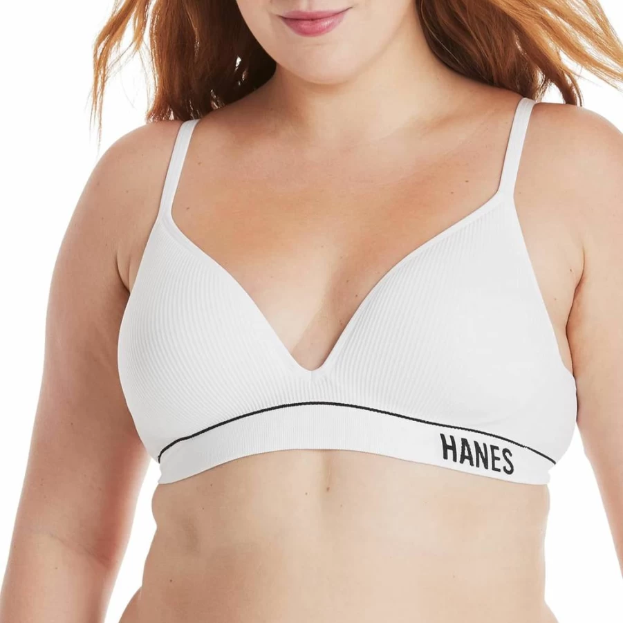 Hanes Women's ComfortFlex Seamless Ribbed Bralette - Soft Contour Support Wireless Bra