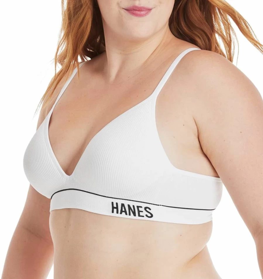 Hanes Women's ComfortFlex Seamless Ribbed Bralette - Soft Contour Support Wireless Bra