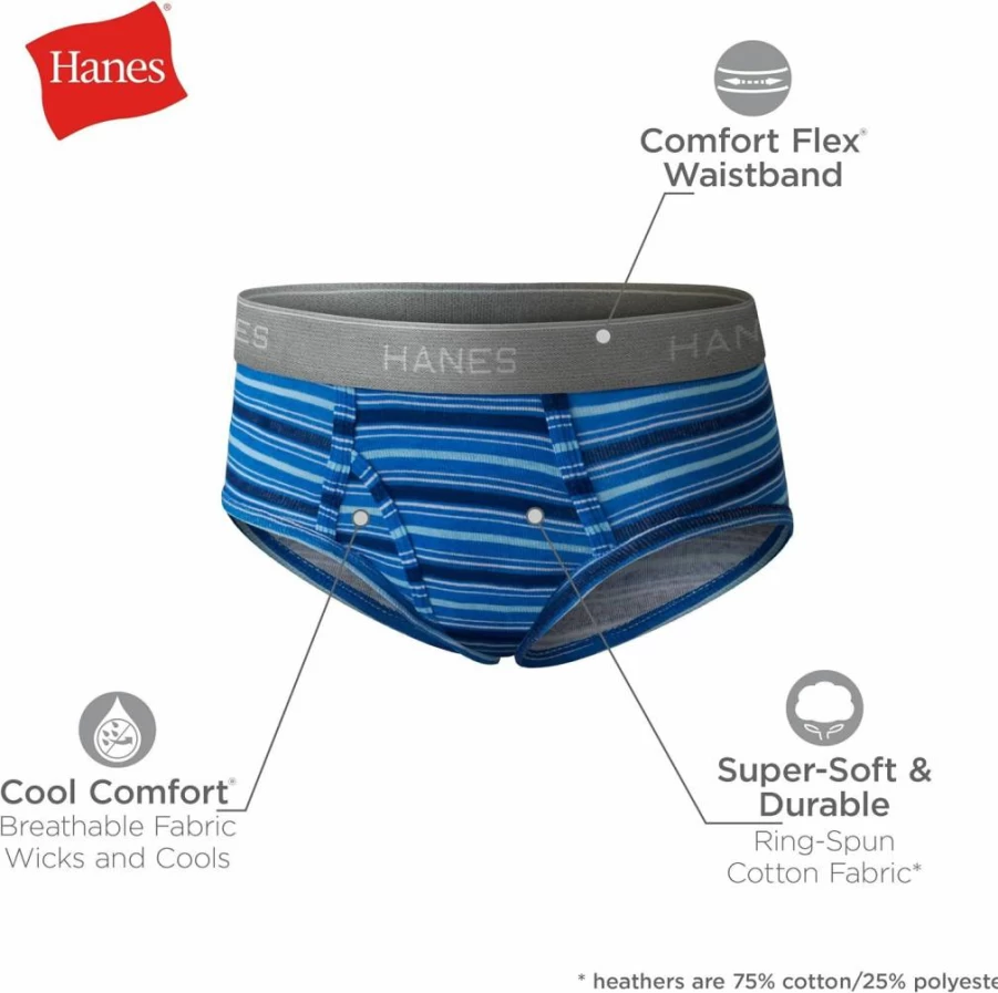 Hanes Boys' Comfort Flex Waistband Briefs - Soft Cotton Underwear Multipack, Assorted Colors & Sizes