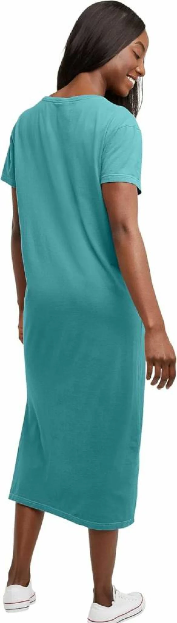 Hanes Women's 100% Cotton Vintage Midi Dress - Garment Dyed Ankle-Length Casual Dress