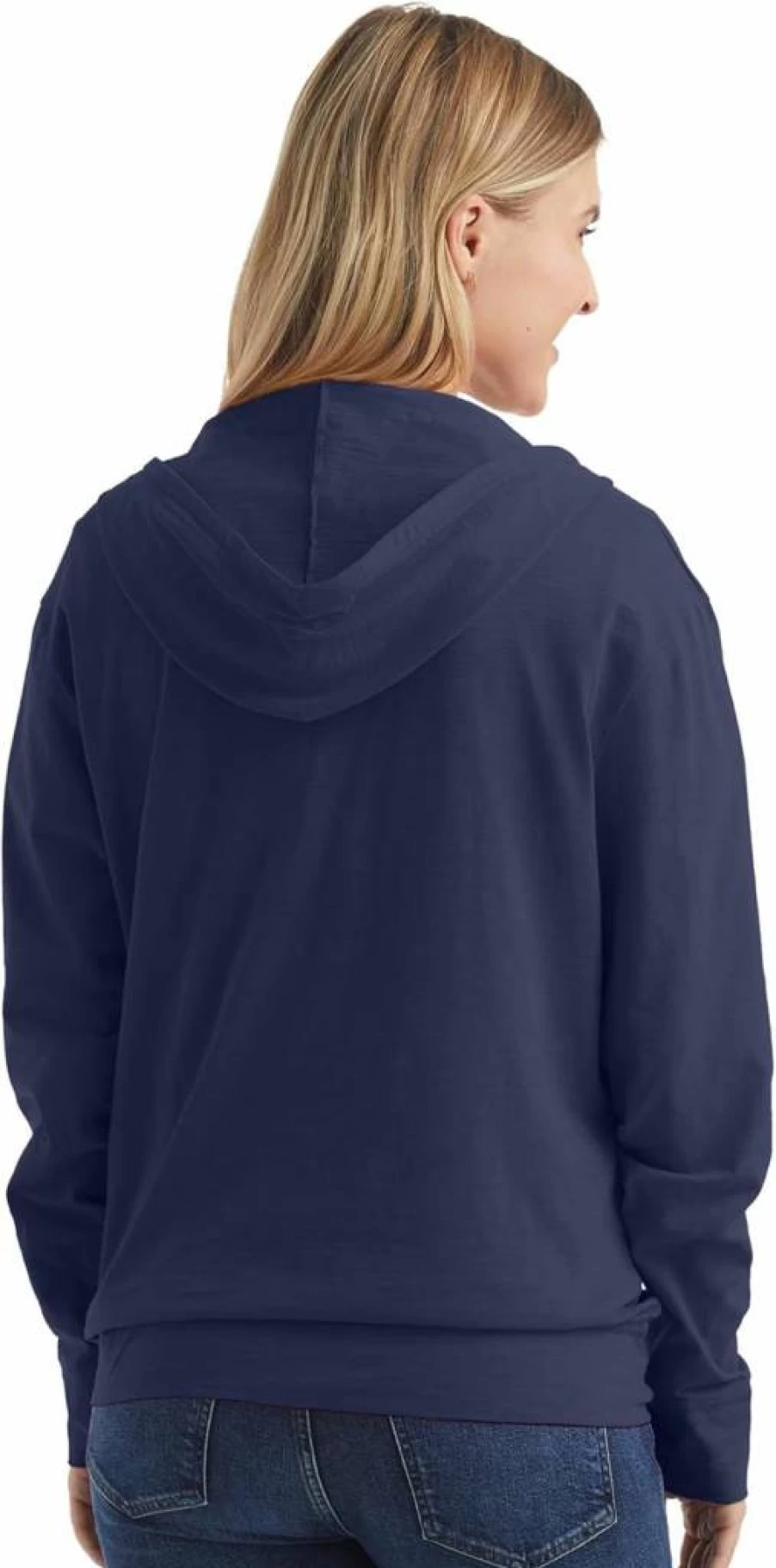 Hanes Women's Textured Cotton Slub Knit Full-Zip Hoodie - Lightweight Zip-Up T-Shirt Style Hooded Sweatshirt