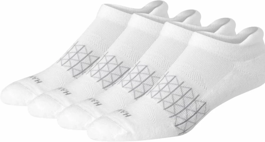 Hanes Men's Moisture Wicking Cushioned Socks with Seamless Toe & Heel Support, 4-Pack Athletic Crew Socks