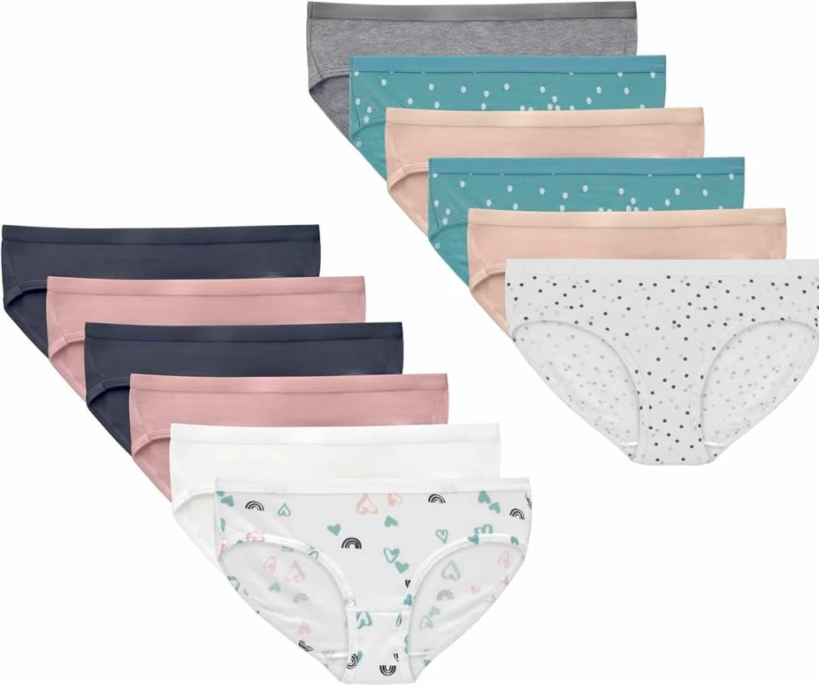 Hanes Girls' Cotton Stretch Brief Underwear 12-Pack - Assorted Colors & Sizes