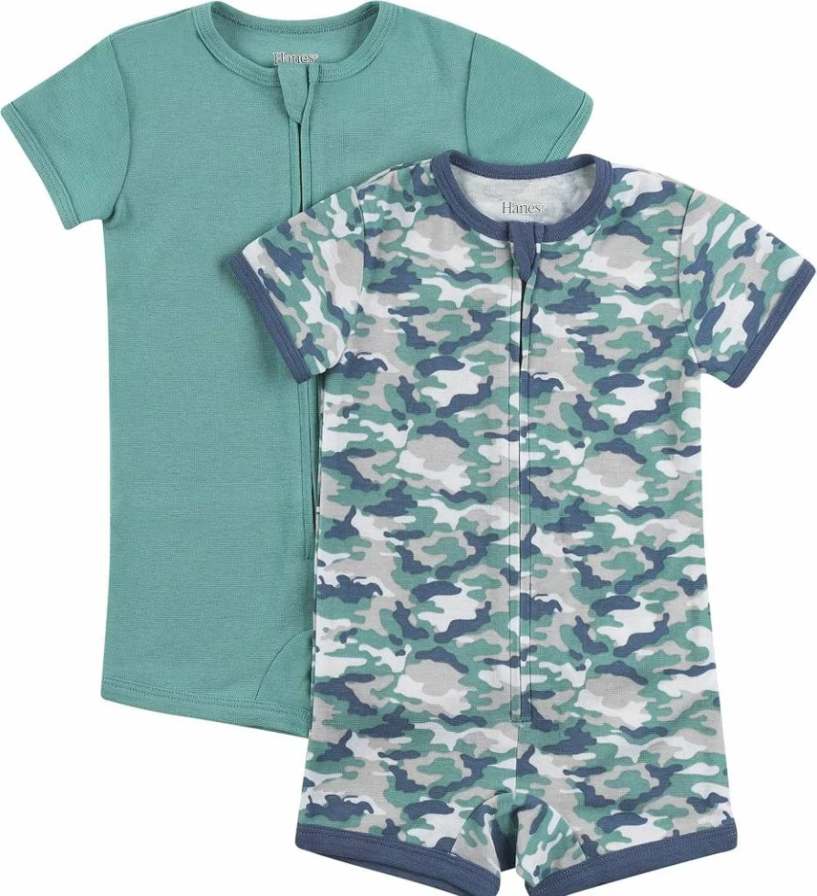 Hanes Baby 2-Pack Short Sleeve Zip-Up Romper – Soft Cotton Sleep & Play Onesies