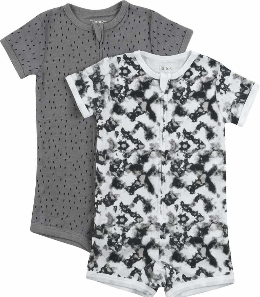 Hanes Baby 2-Pack Short Sleeve Zip-Up Romper – Soft Cotton Sleep & Play Onesies
