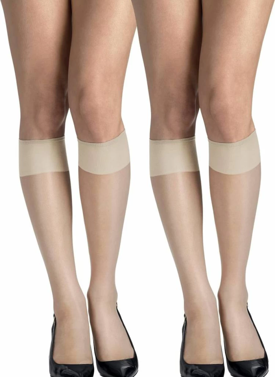 Hanes Women's Silky Sheer Knee-High Stockings with Reinforced Toe - Comfortable & Durable