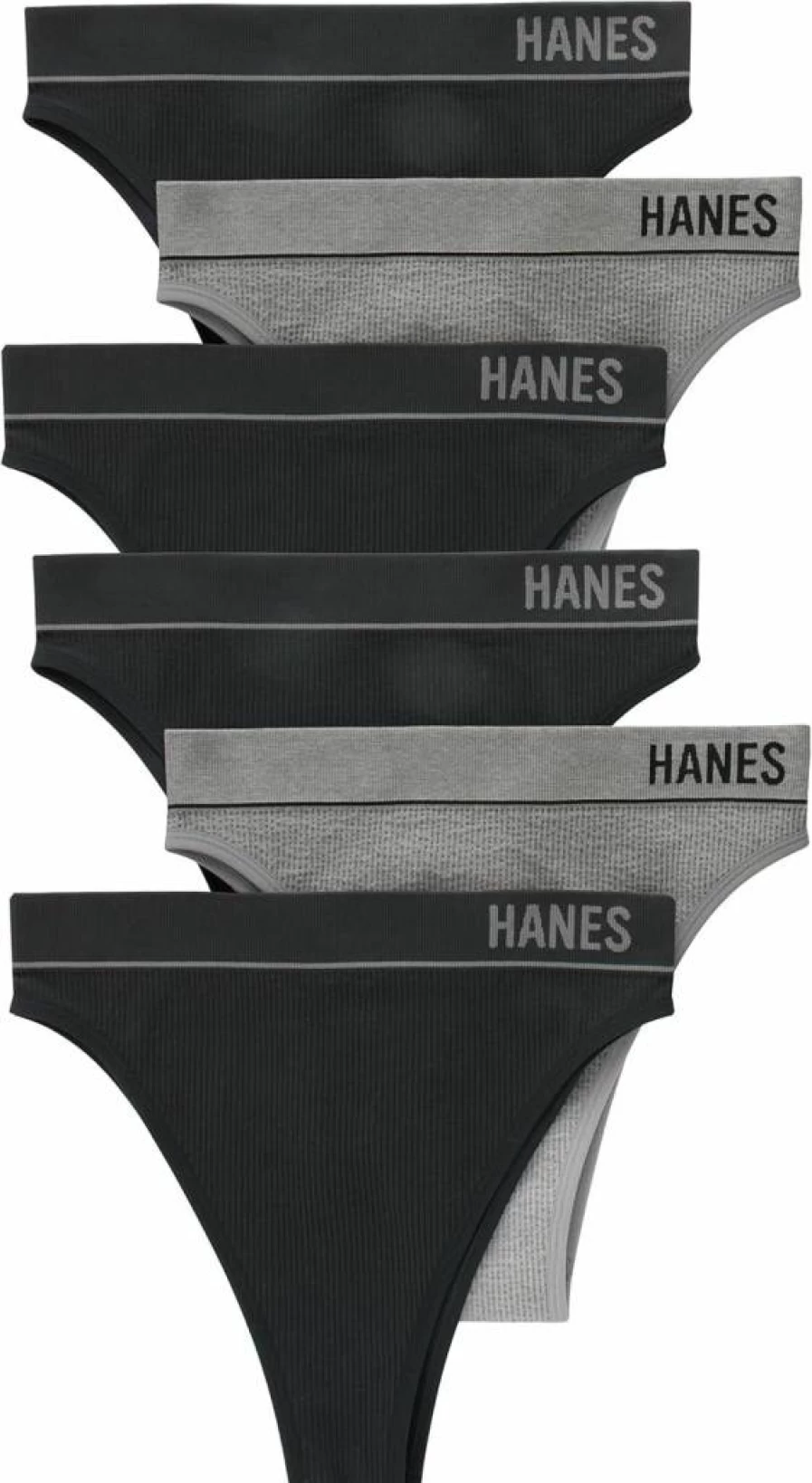 Hanes Women's Seamless Rib Hi-Rise Cheeky Panties 6-Pack, Assorted Colors, Comfortable Cotton Underwear