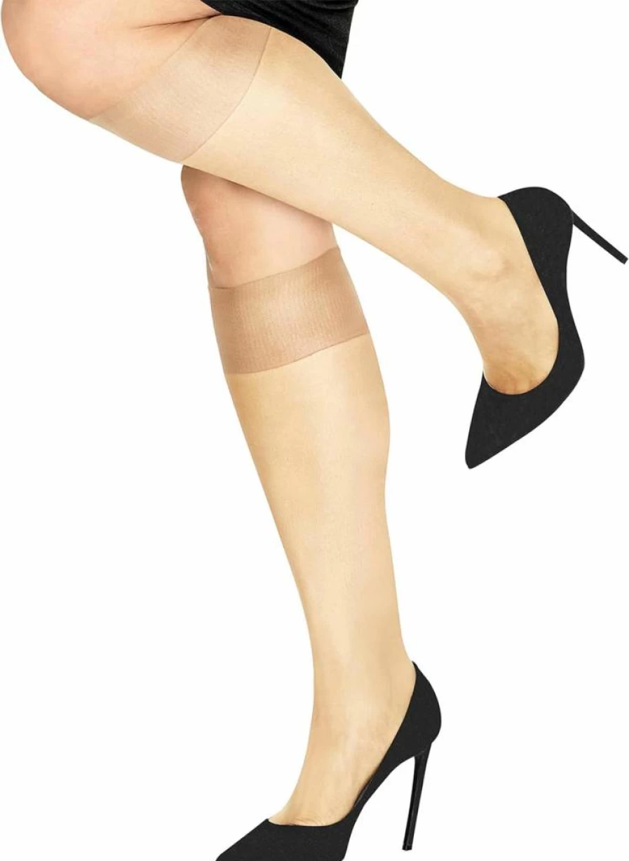 Hanes Women's Silky Sheer Knee High Socks with Reinforced Toe for Comfort and Durability