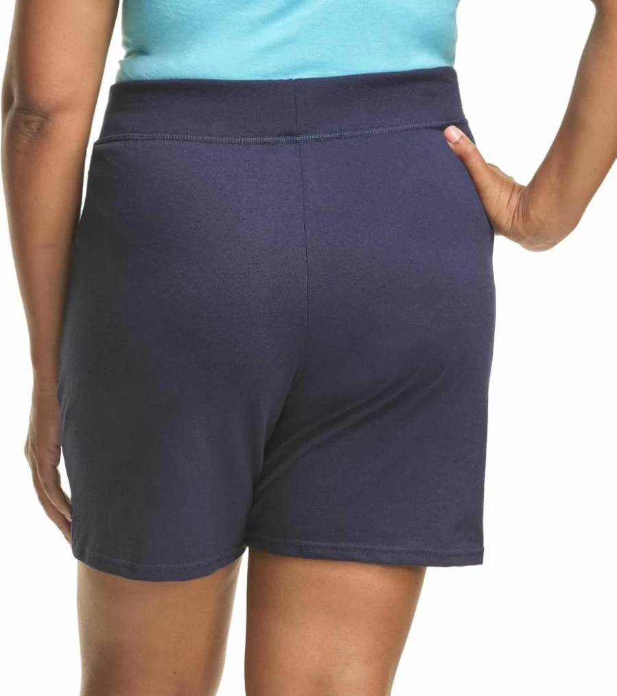 Hanes Women's Plus Size Cotton Pull-On Gym Shorts - 7 Inch Inseam Comfortable Jersey Workout Shorts