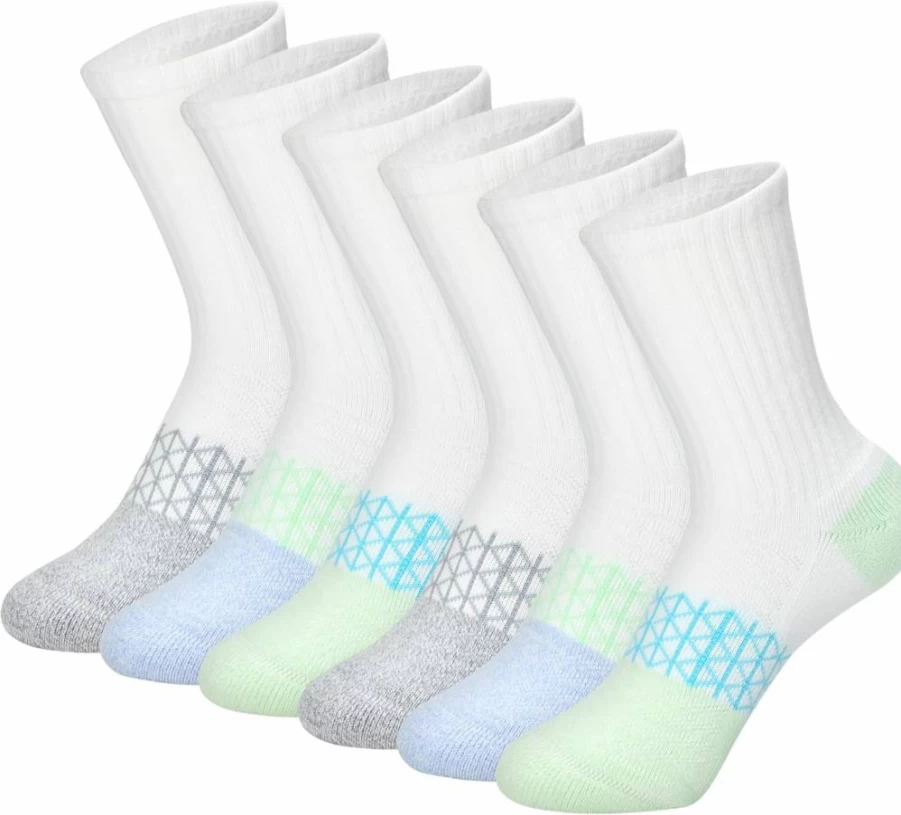 Hanes Girls' Active Crew Socks 6-Pack - Moisture-Wicking Cushioned Athletic Socks for Sports & Everyday Wear