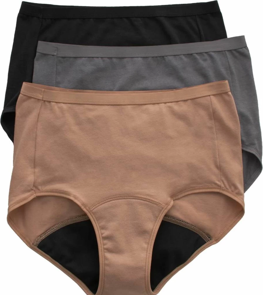 Hanes Women's Period Underwear for Moderate Leaks - Bikini, Boyshort & Brief Styles, 3-Pack Comfortable Leak-Proof Panties