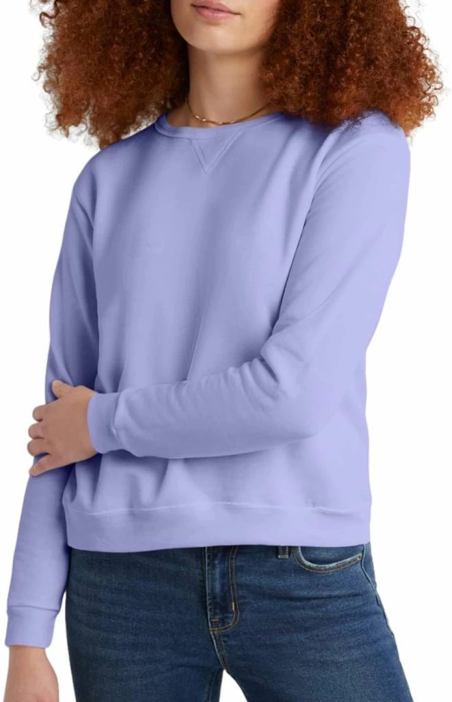 Hanes Women's EcoSmart Fleece Crewneck Sweatshirt - Soft V-Neck Pullover Sweater for Women