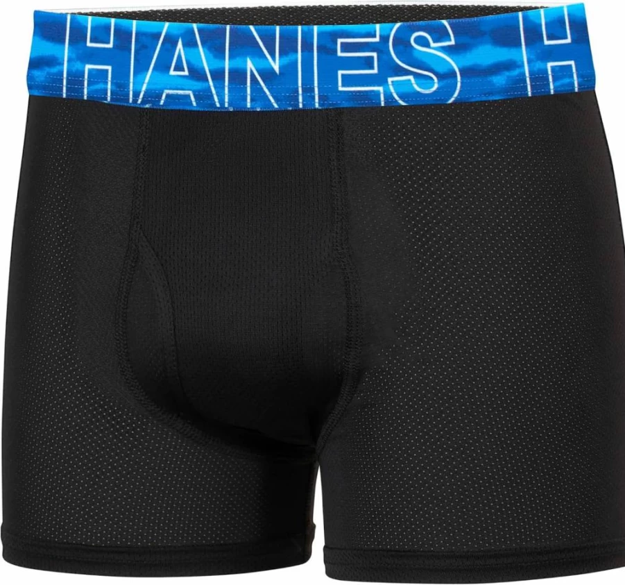 Hanes Boys' X-Temp Mesh Boxer Briefs 6-Pack - Stretch Underwear for Tweens, Black, Comfort & Performance