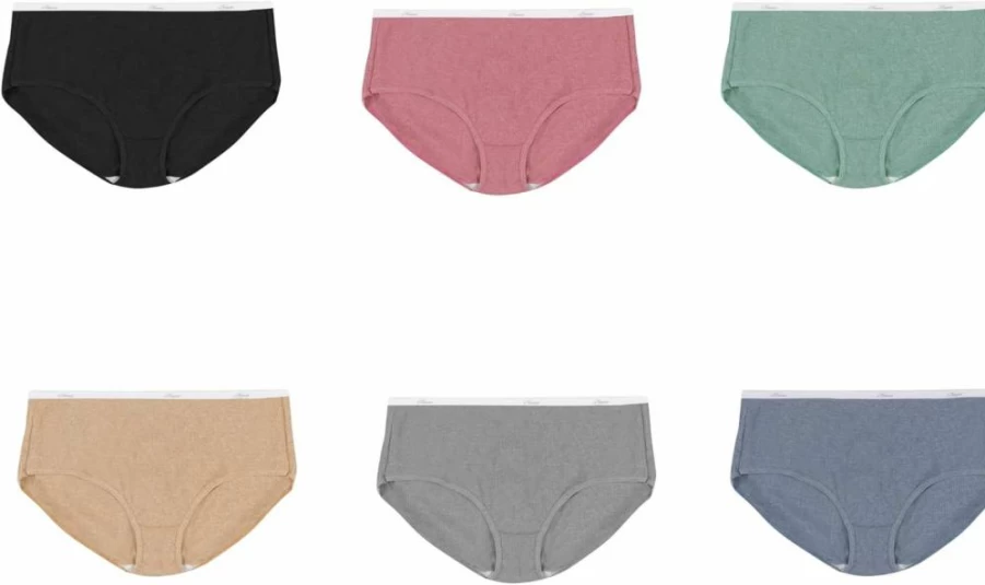 Hanes Women's 6-Pack Cotton Ribbed Brief Underwear - Soft Comfortable Panties