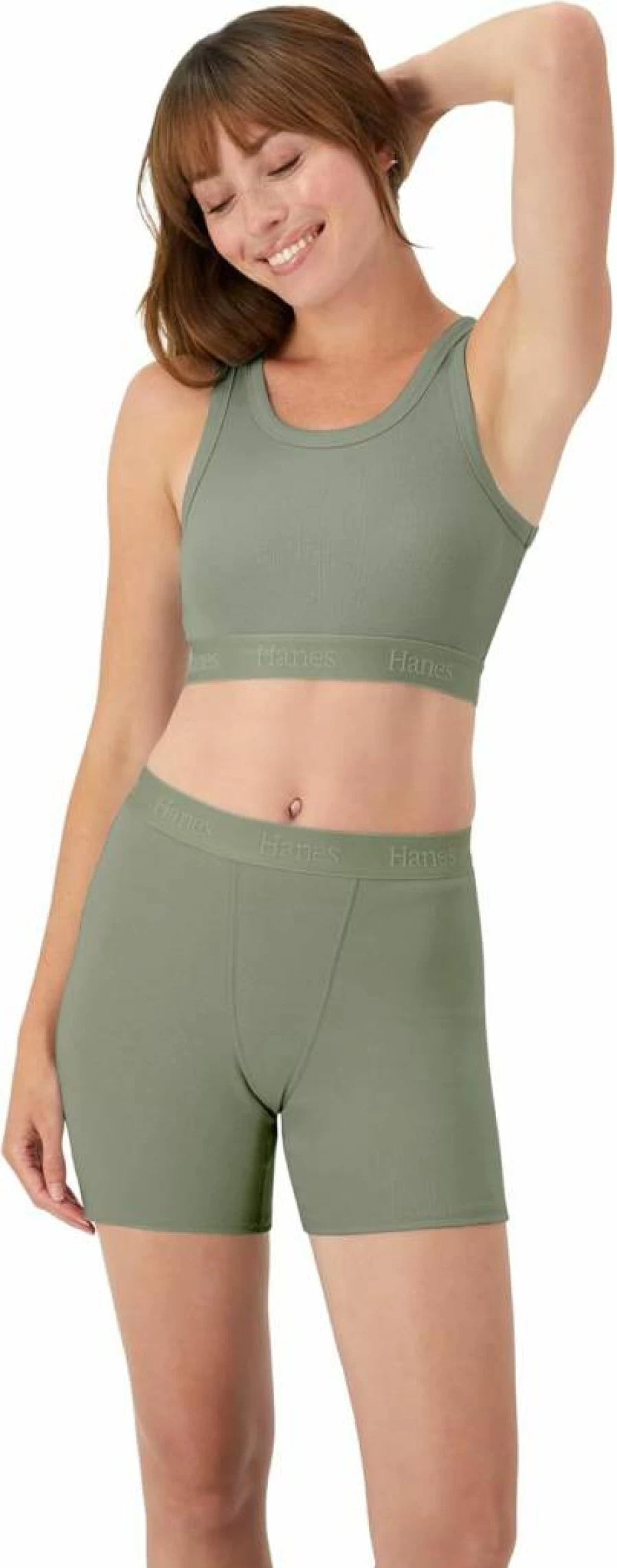 Hanes Women's Supersoft 2-Piece Loungewear Set - Comfortable Crop Top & Boxer Shorts for Relaxation