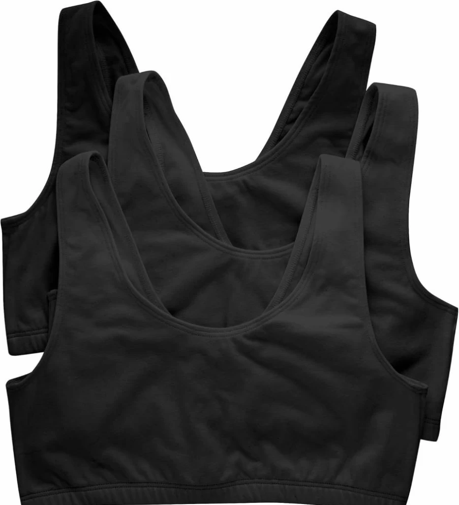 Hanes Women's 3-Pack Cotton Scoop Neck Bralette Crop Tops - Soft Comfortable Sleepwear